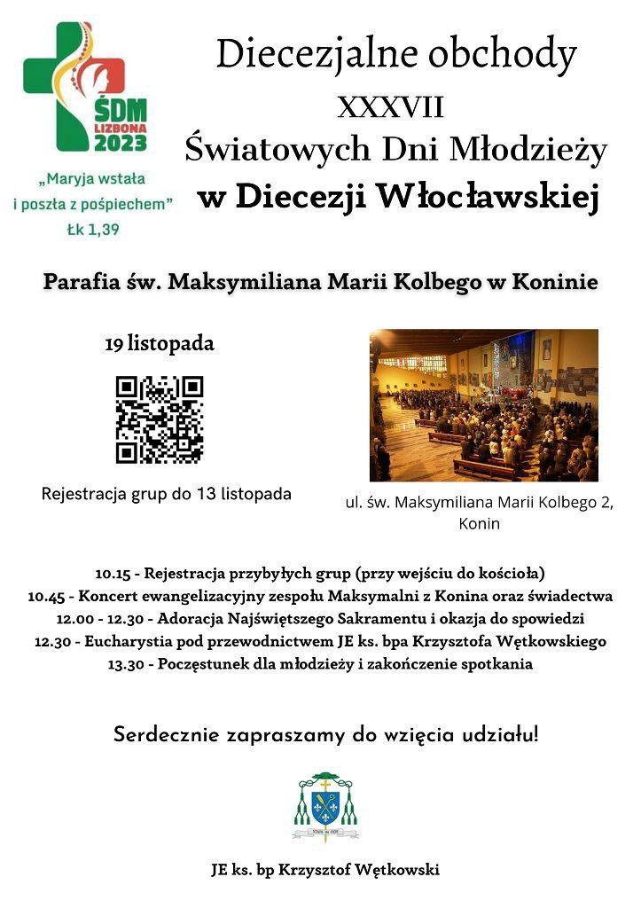 Zaproszenie na Diecezjalne obchody XXXVII Światowych Dni Młodzieży w Diecezji Włocławskiej